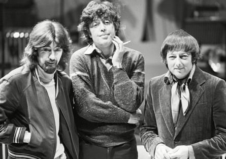 Stoppard, centre, with Trevor Nunn, left, and André Previn in rehearsals for Every Good Boy Deserves Favour at the Mermaid theatre, London, 1978.