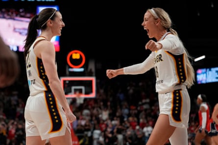 Sophie Cunningham (right) and Caitlin Clark have become the WNBA’s most talked-about teammates for better or worse.