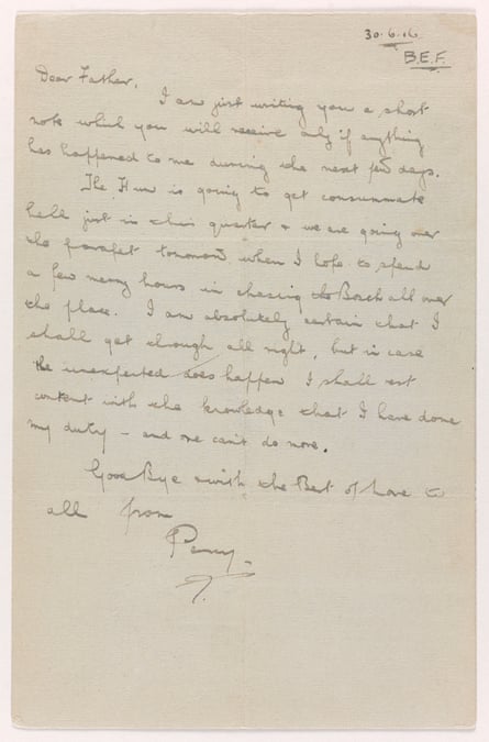 Percy Boswell’s last letter home.
