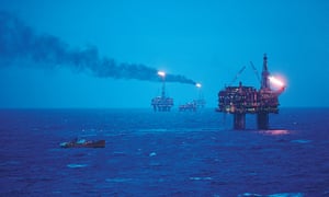 Oil rigs in the North Sea.