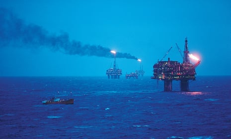 Oil rigs in the North Sea.