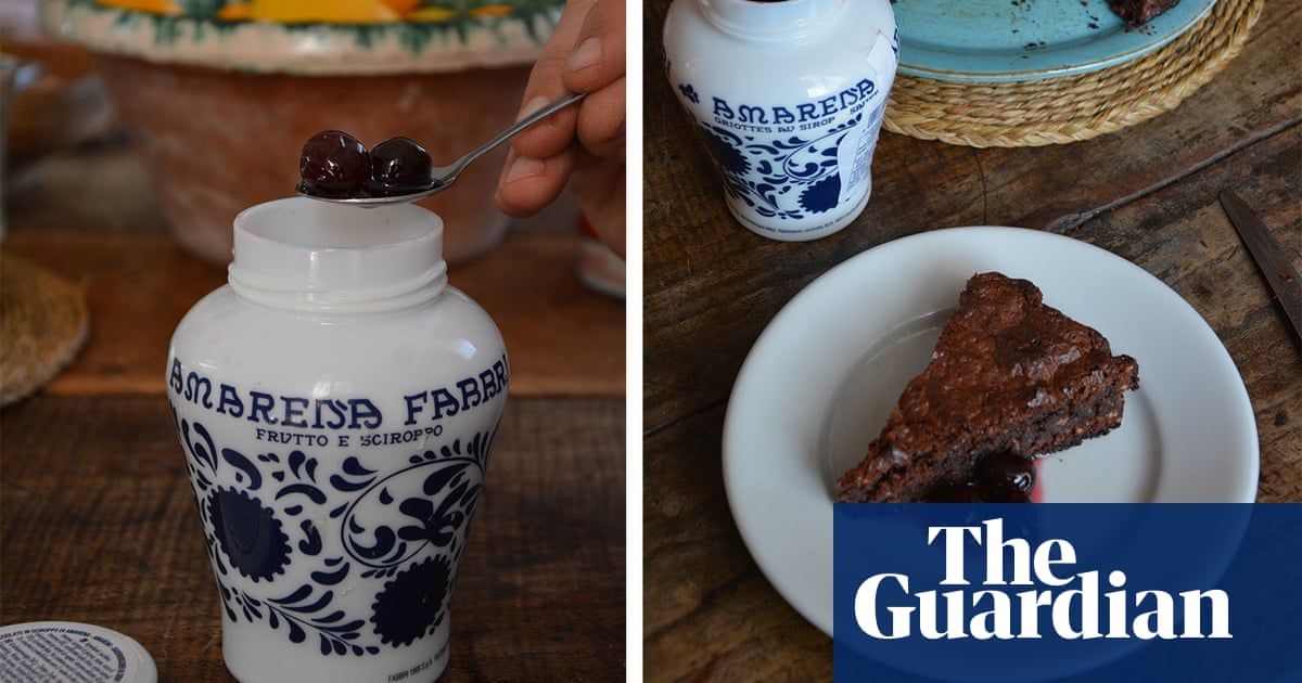 Rachel Roddy’s recipe for chocolate, almond and cherry cake