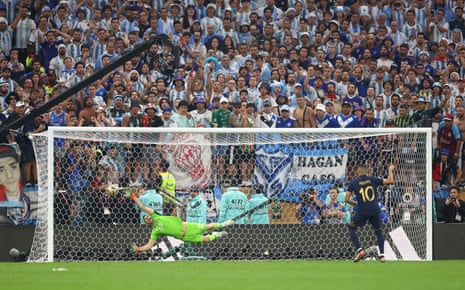 Kylian Mbappe scores.