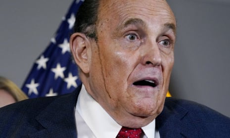 Rudy Guiliani with hair dye running down his face