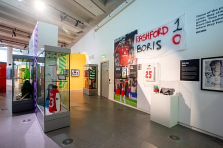 Exhibits in Black in the Game exhibition in the National Football Museum
