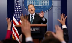 White House spokesman Sean Spicer holds a press briefing at the White House in Washington, U.S., January 25, 2017. REUTERS/Kevin Lamarque