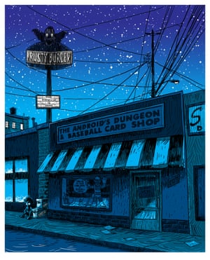 Austin-based artist Tim Doyle’s illustrations of Springfield from The Simpsons