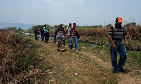 Migrants from Central America are smuggled from Guatemala into Mexico via the San Pedro river. Then those that have enough money they hire cattle tracks to take them to a nearby village, otherwise they have to walk for 60km to Tenosique, Tabasco.