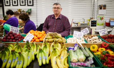 Dave Wilson on his fruit and veg stall in Barnsley