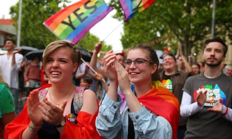Australians voted for marriage laws to be changed to allow same-sex marriage, with the yes vote claiming 61.6% to to 38.4% for no.