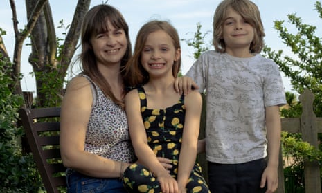 Emma Amoscato with her children, James, nine, and Amalia, six, who have been vaccinated