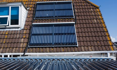 Solar thermal panels on a roof