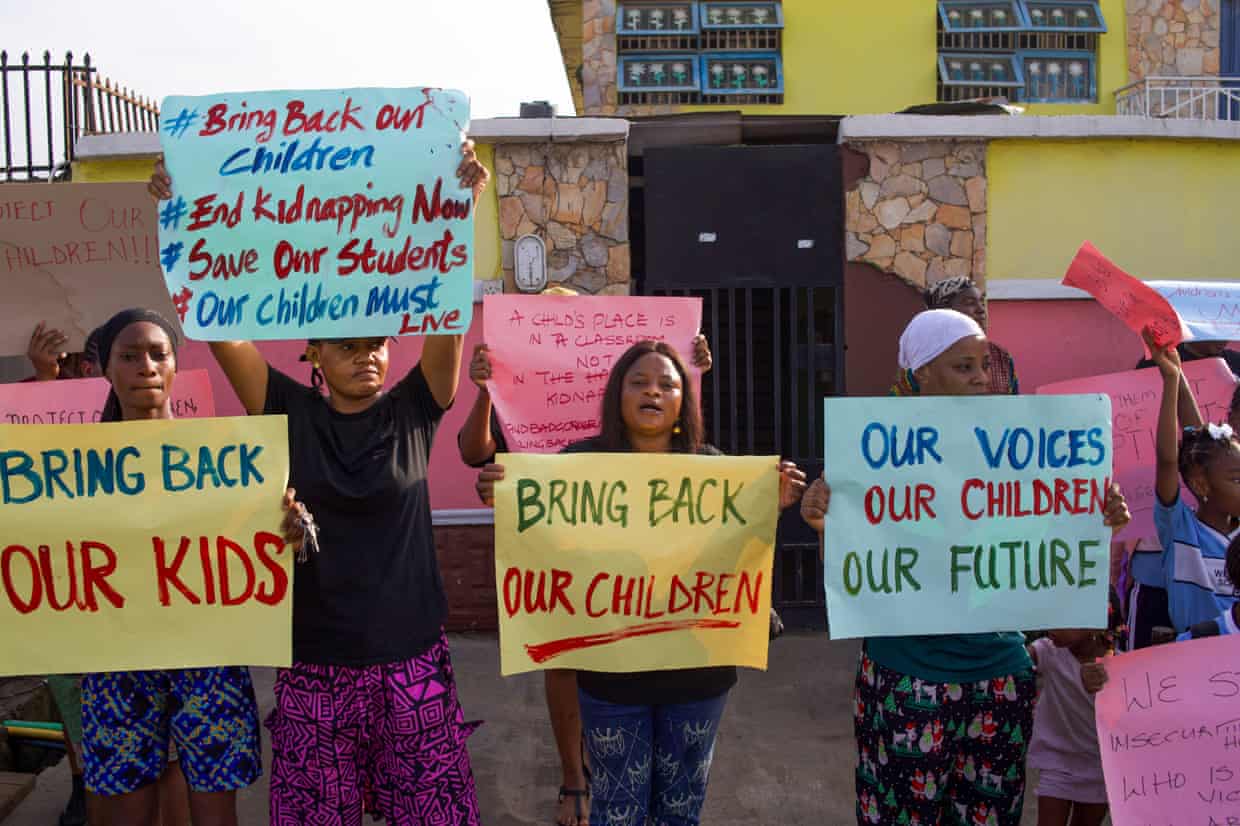 Protesters demand the release of about 39 students and seven teachers kidnapped in Oyo state, Nigeria.