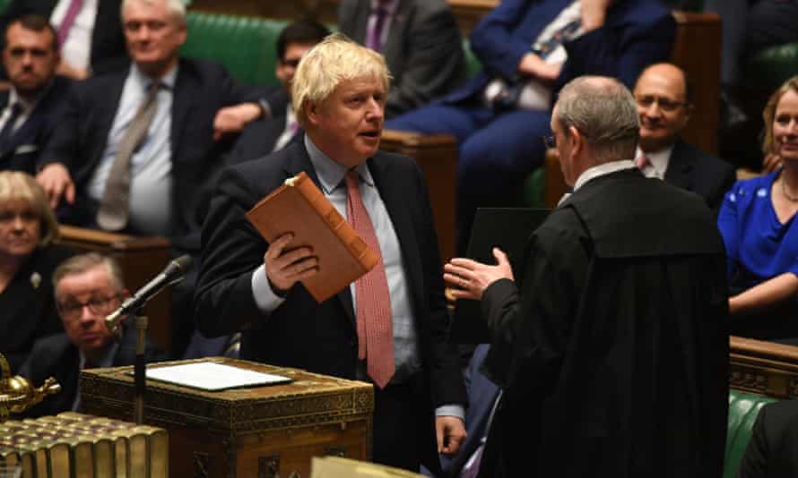 Boris Johnson taking his parliamentary oath.