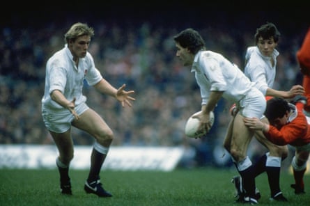 England’s Peter Winterbottom waits to receive the ball from Jamie Salmon during the Five Nations win against Wales 40 years ago.