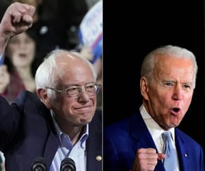 Bernie Sanders and Joe Biden at their Super Tuesday celebrations.