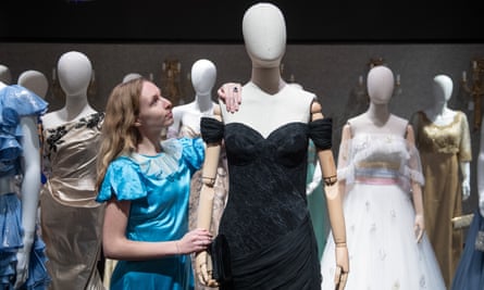 Staff adjust Princess Diana’s ‘revenge’ dress’ worn by Elizabeth Debicki in The Crown