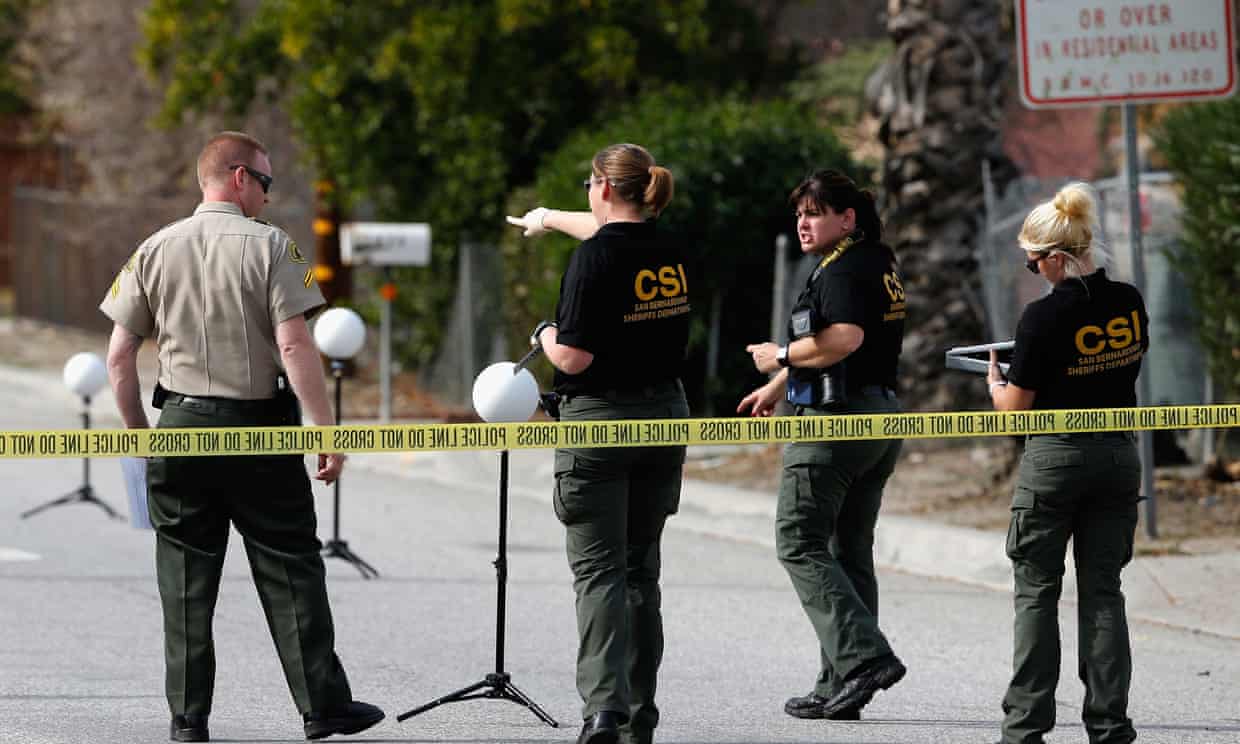 The scene of a mass shooting in San Bernardino, California.
