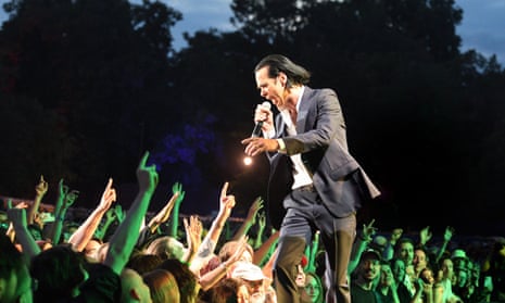 ‘An extraordinarily good impression of being completely assured and at ease’ … Nick Cave performing at All Points East, 28 August 2022.