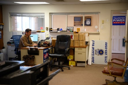 A union member working in an office