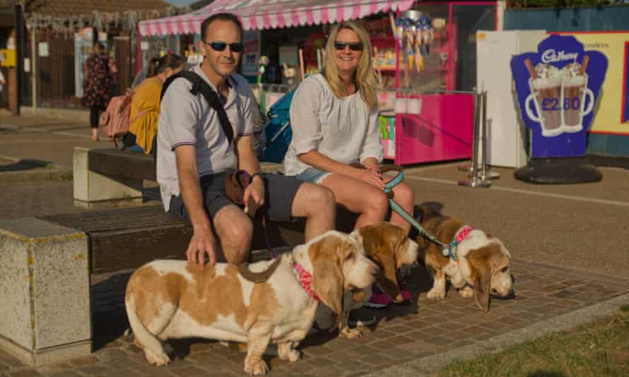 Damon and Sally Cooper with their dogs on Great Yarmouth Promenade.