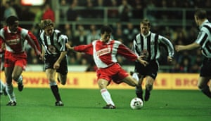 John Collins of Monaco against Newcastle in 1997
