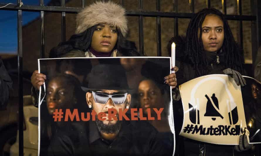 #MuteRKelly supporters protest outside R. Kelly's studio in 2019