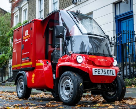 A Paxster micro-electric vehicle in Royal Mail livery