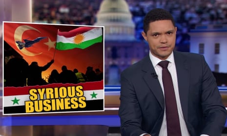 Trevor Noah on Turkey’s invasion of Syria: “Thanks to Trump’s impulsive decision, people are now fleeing Syria, the Turkish are now bombing the Kurds, and over 10,000 ISIS fighters could be back on the loose.”