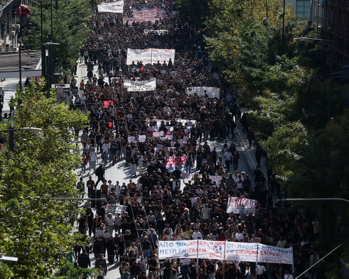 Thousands march in Greece over public education failures as Macron blasts ‘stupid’ commentary on French protests – Europe live