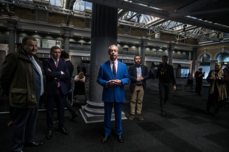 Farage at a veterans rally at old Billingsgate market London