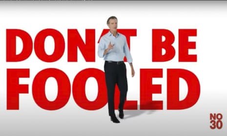A screengrab from a video featuring Gavin Newsom urging voters to reject Proposition 30.