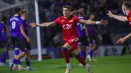 Charley Kendall celebrates his winning goal for Southend against Rochdale.