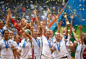 The United States women’s soccer team celebrates after winning the World Cup Final against Japan.