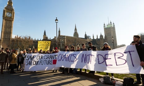 Students protest against cuts in Parliament Square in January.