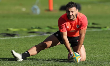 Danny Care stretches during an England training session in Perth, Australia, in June 2022
