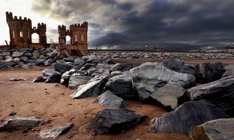 The Old Pier Towers at Withernsea in the East Riding of Yorkshire.