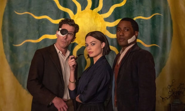 Christian Bale, Margot Robbie and John David Washington (son of Denzel) in Amsterdam.