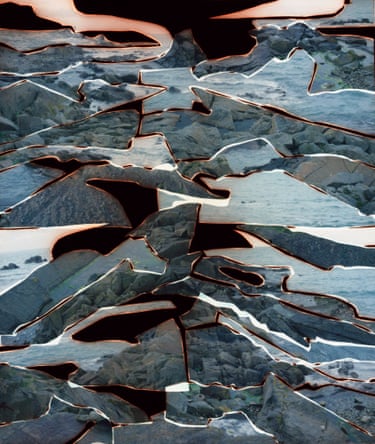 A collage that looks like a landscape of snow and ice
