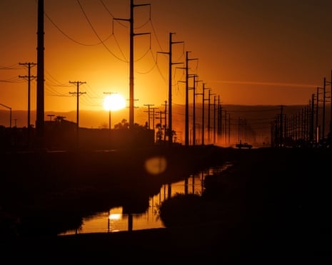 Sunset over California town
