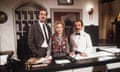 John Cleese, Connie Booth and Andrew Sachs in Fawlty Towers.