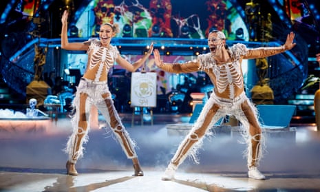 Zara McDermot and Graziano Di Prima’s skeletal outfits.