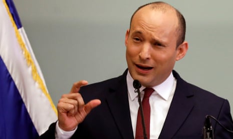 Israel’s education minister, Naftali Bennett, gestures as he delivers a statement to reporters, at the Knesset in Jerusalem