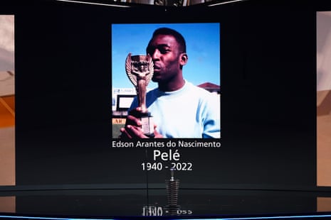 A tribute in remembrance of Pele is shown during The Best FIFA Football Awards.