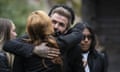 Yaniseth Alcides greets David Beckham during a ceremony at at Kollsberg hembygdsgård after the funeral of her partner Sven-Göran Eriksson.