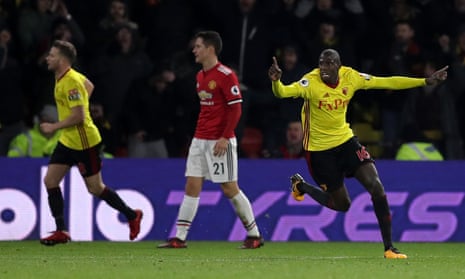 Abdoulaye Doucoure celebrates after scoring Watford’s second.