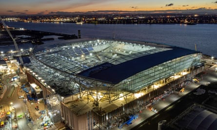 Everton’s new stadium at Bramley-Moore Dock takes shape.