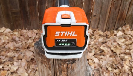 A Stihl BGA 60 leaf blower photographed outside