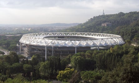 The stadium is situated on a hillside in Rome.