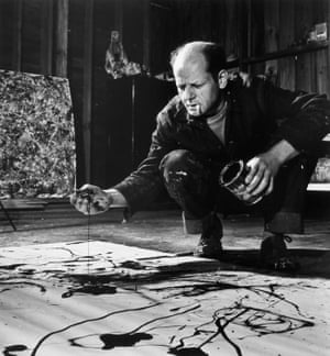 Martha Holmes: Jackson Pollock painting in His Studio, Springs, Long Island, NY, 1949